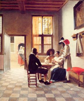 Pieter De Hooch : Card Players in a Sunlit Room